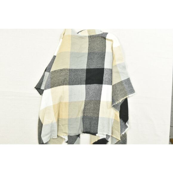 Lane Bryant Women's Plus Size One Size Plaid Hooded Poncho Cape Sweater - Picture 2 of 8